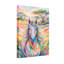 Animaux, cheval coloré avec crinière arc-en-ciel et fond de paysage-1591982443