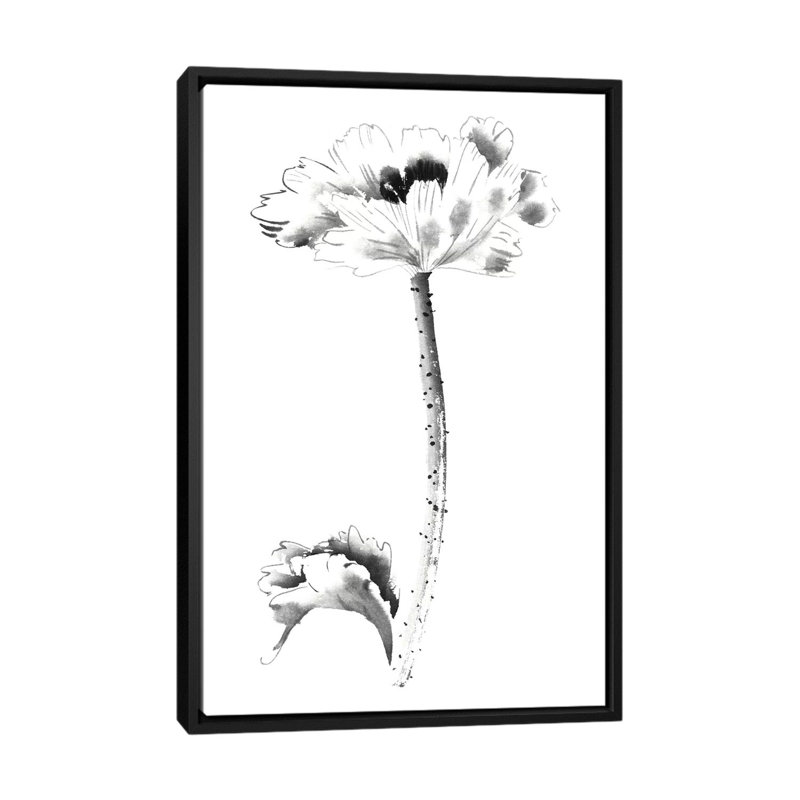 «Ink Poppy», reproduction sur toile, Toile avec cadre noir, H 48 po x l 32 po x P 1,5 po, Pas de tapis