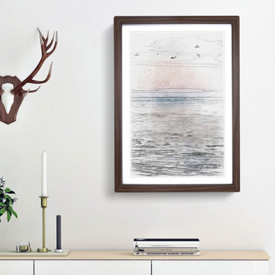 Birds Above the Ocean in Abstract - Picture Frame Graphic Art Print