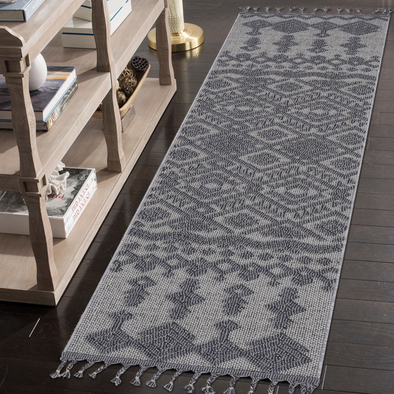 Tapis blanc / gris Azelle, Tapis de couloir 2 pi 2 po x 8 pi
