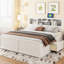 Lit plateforme en bois avec tête de lit multi-rangement, USB et 2 tiroirs-1404891757