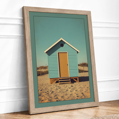 Solitary Beach Hut Coastal - Framed Print