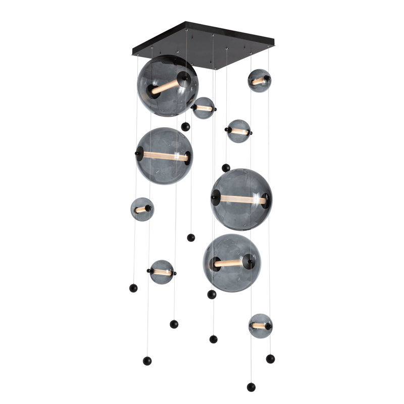 Abacus 10 - Light Cluster Globe LED Pendant, Cool Gray, Black