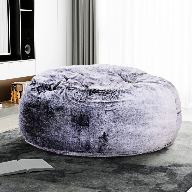 Modern 5-Foot Round Purple Memory Foam Bean Bag, Soft Upholstery, Shipped In Compact Case Bag Purple, Armless For Freedom