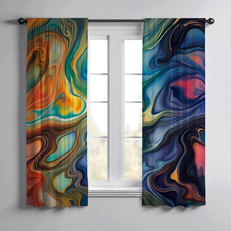 Paire de rideaux semi-transparents en polyester Sebastin, L 56 po x L 78 po