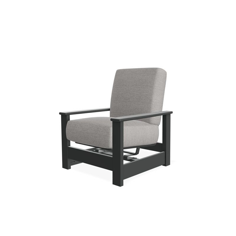 Leeward Marine Grade Polymer Deep Seating Cushion Arm Chair with Hidden Motion, Graphite, Canvas Granite Sunbrella® Canvas