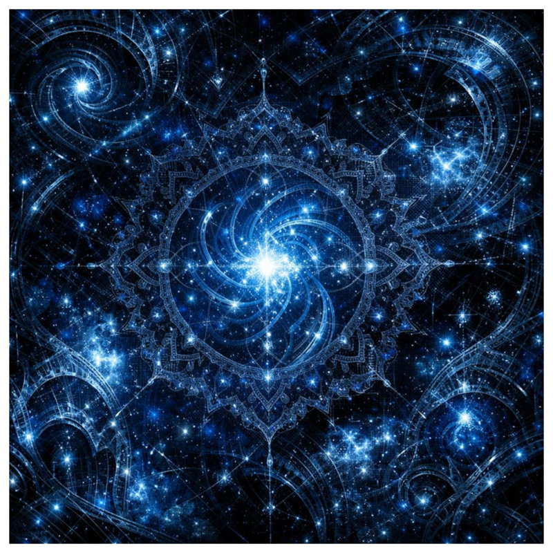 Édredon Blue Cosmic Fractal Art, Grand lit