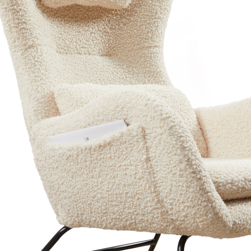Chaise berçante de chambre de bébé, chaise berçante moderne avec dossier haut, Beige