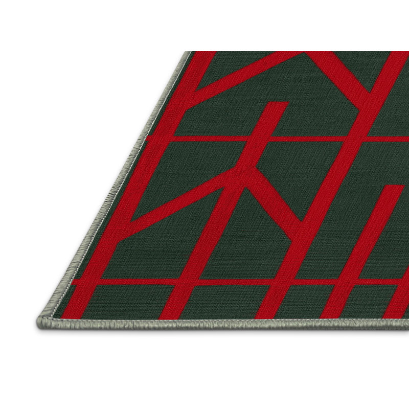 Machine Washable Trellis Green Area Rug, Rond 3 pi