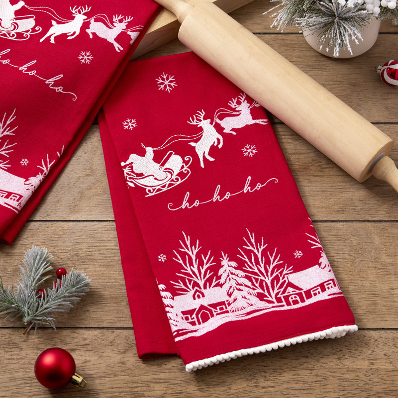  Ensemble de 2 serviettes de table en forme de traîneau à père Noël