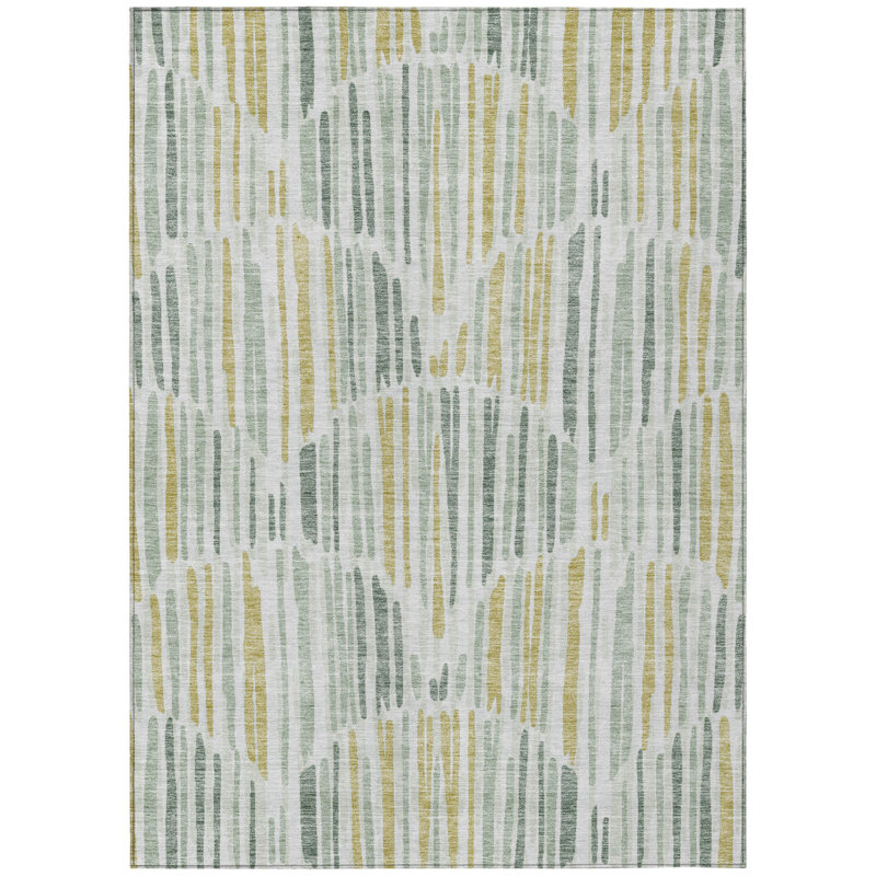 Tapis intérieur lavable abstrait doré 5 pi x 8 pi