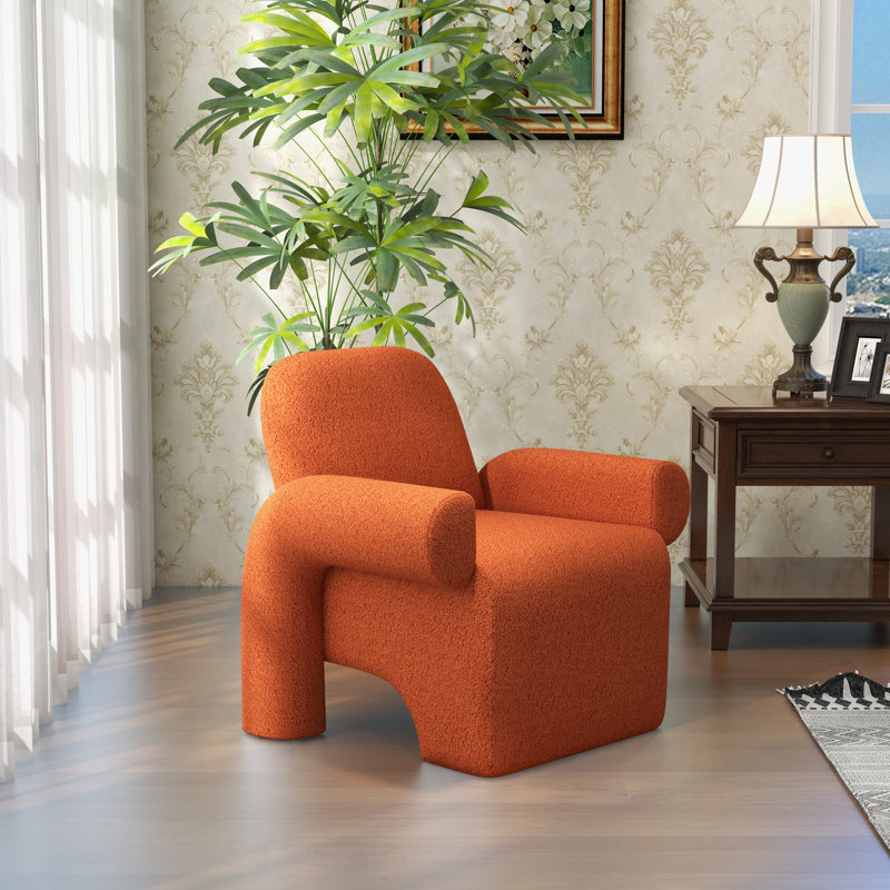 Fauteuil rembourré, Laine orange