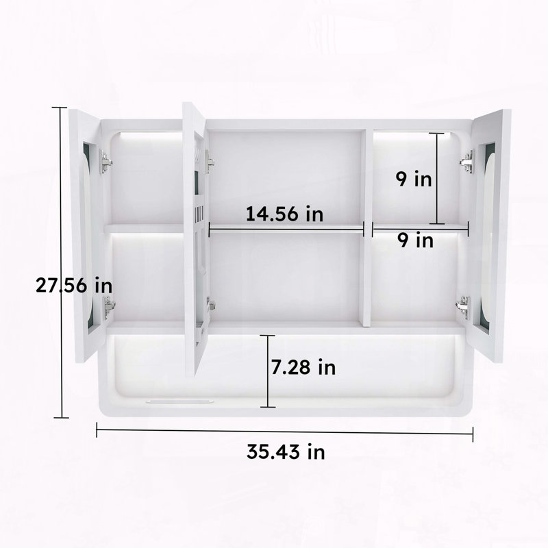 Armoire de toilette Ã  miroir Ã  DEL murale avec commande tactile et systÃ¨me antibuÃ©e