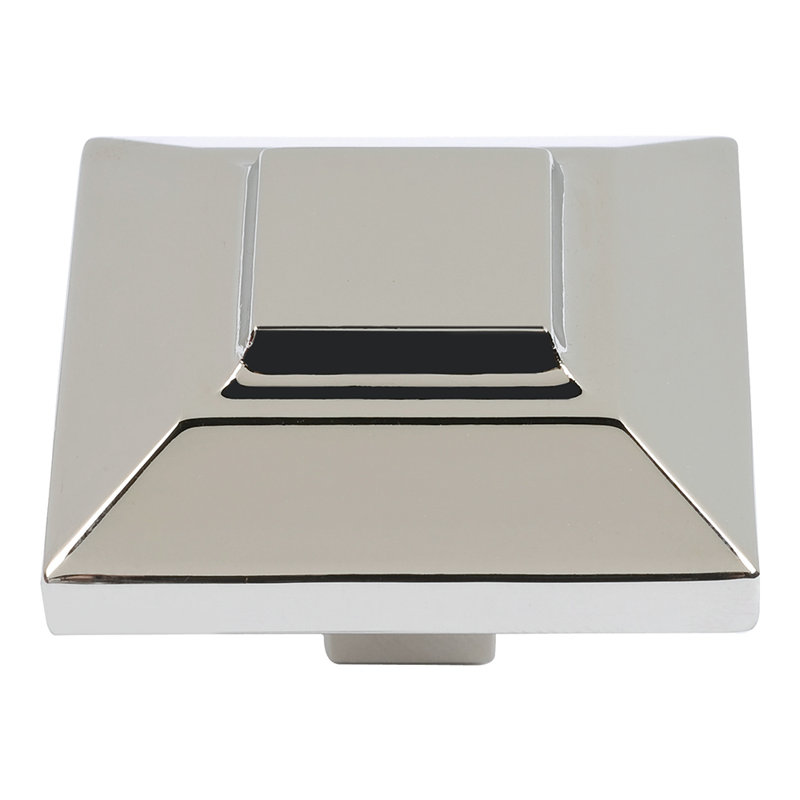 Trocadero 1 1/2" Length Square Knob, Polished Nickel