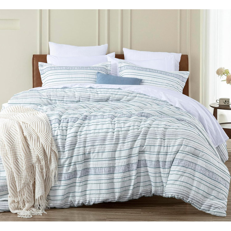 Boho Striped Clip Jacquard Comforter Set with Sheets, FullComforter+2StandardShams+2StandardPillowcases