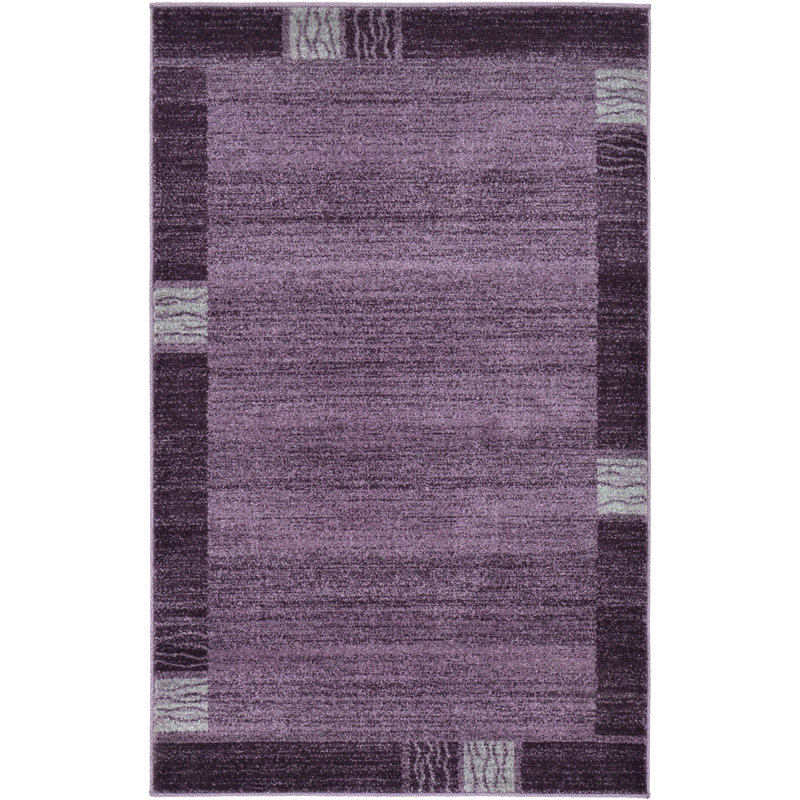Tapis mauve à motif géométrique Sahr, Rectangle 3 pi 3 po x 5 pi 3 po