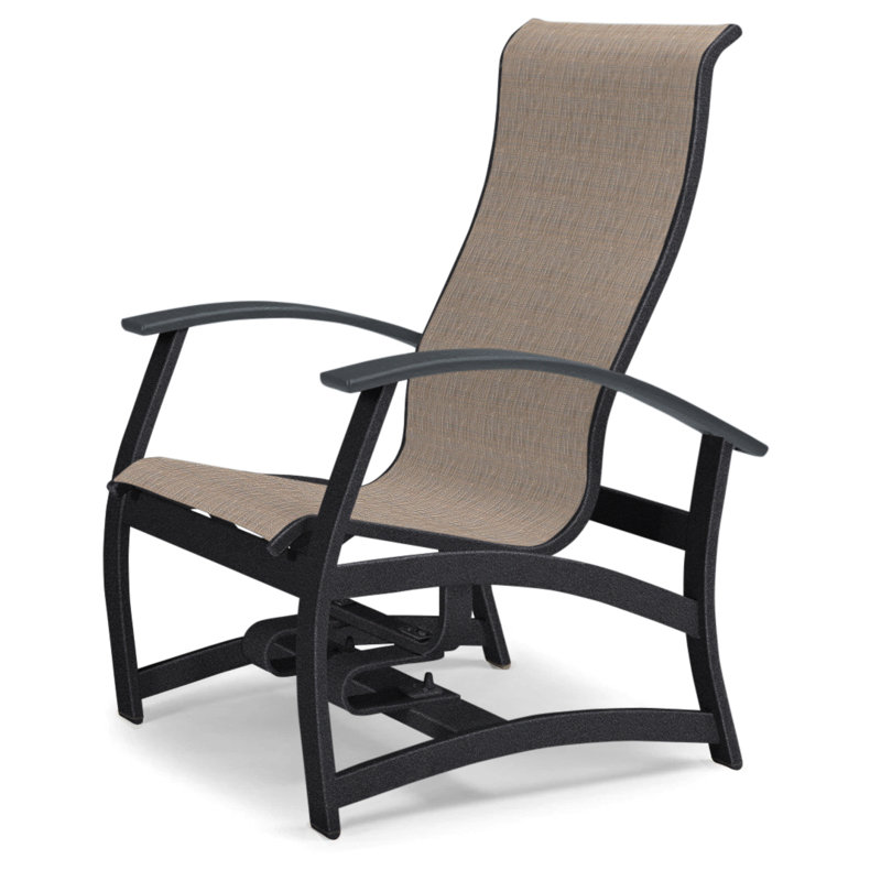 Askar Swivel Powder Coated Aluminum Outdoor Lounge Chair, Classic Graphite P30, Brown Sunbrella® Tweed, Textured Black