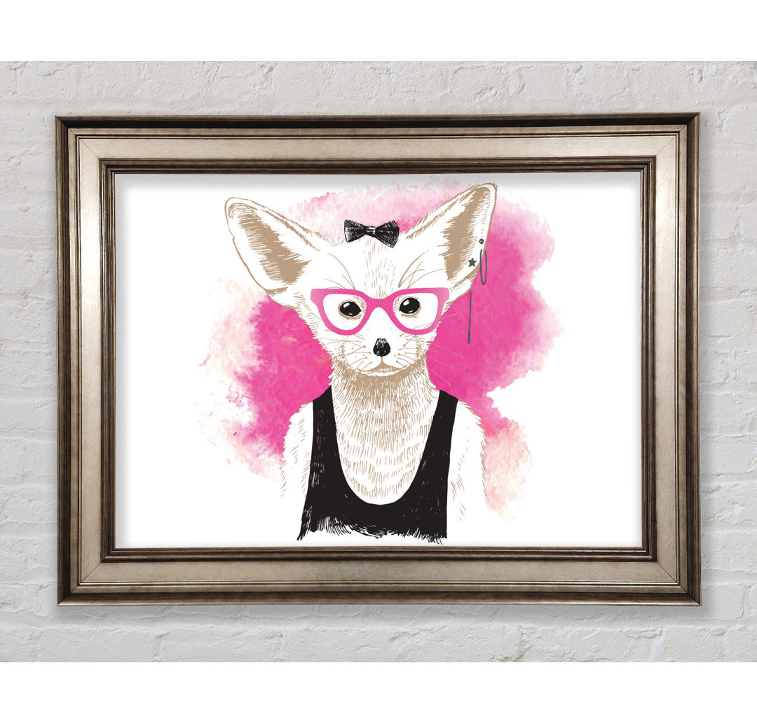 Arctic Fox Bow Pink Glasses - Einzelner Bilderrahmen Kunstdrucke