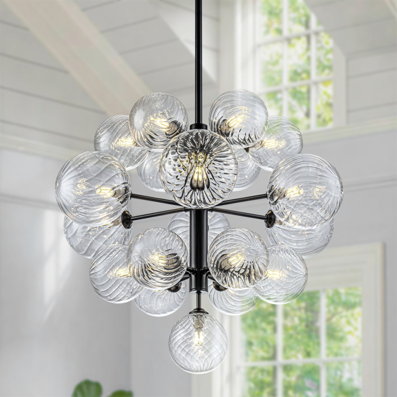 Lustre pour îlot de cuisine 19 lumières Glam, Noir mat