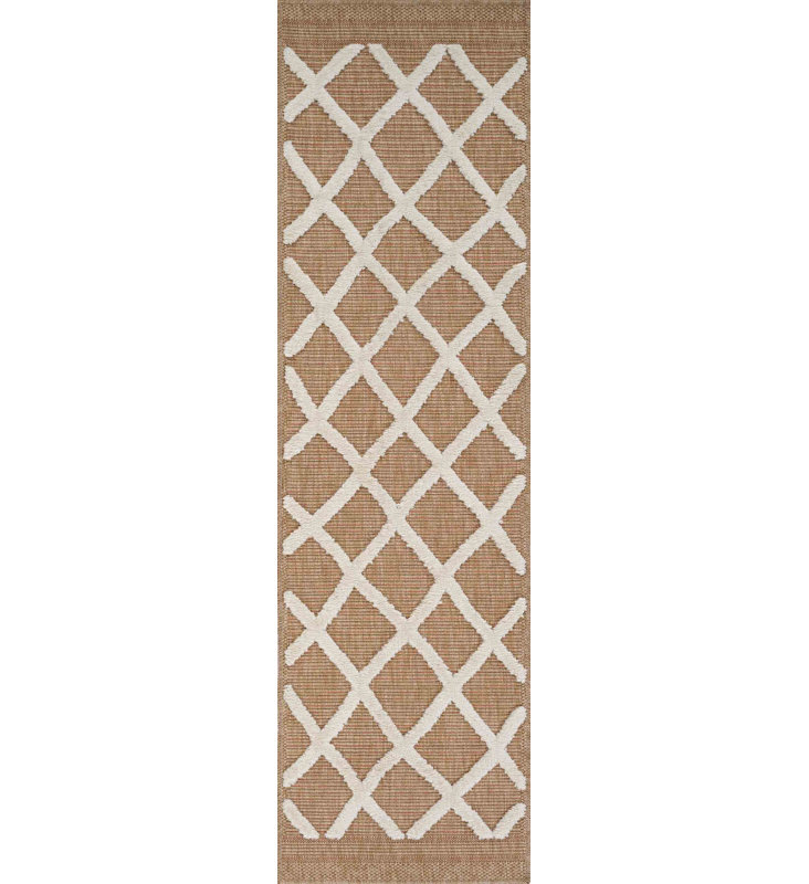 Deborah Geometric Shapes Braided Indoor / Outdoor Area Rug, Rectangle 160 x 230cm, Cream