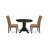 3 Piece Dining Table Set Contains a Round Dining Room Table with Pedestal and 2 Light Sable Linen Fabric Upholstered Chairs, Black-651921149-651921148-597480501