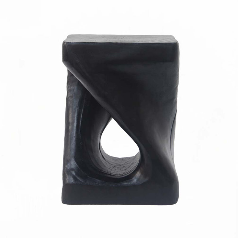 Table d'appoint MGO Twist Shape, texture bois, couleur noire, Noir