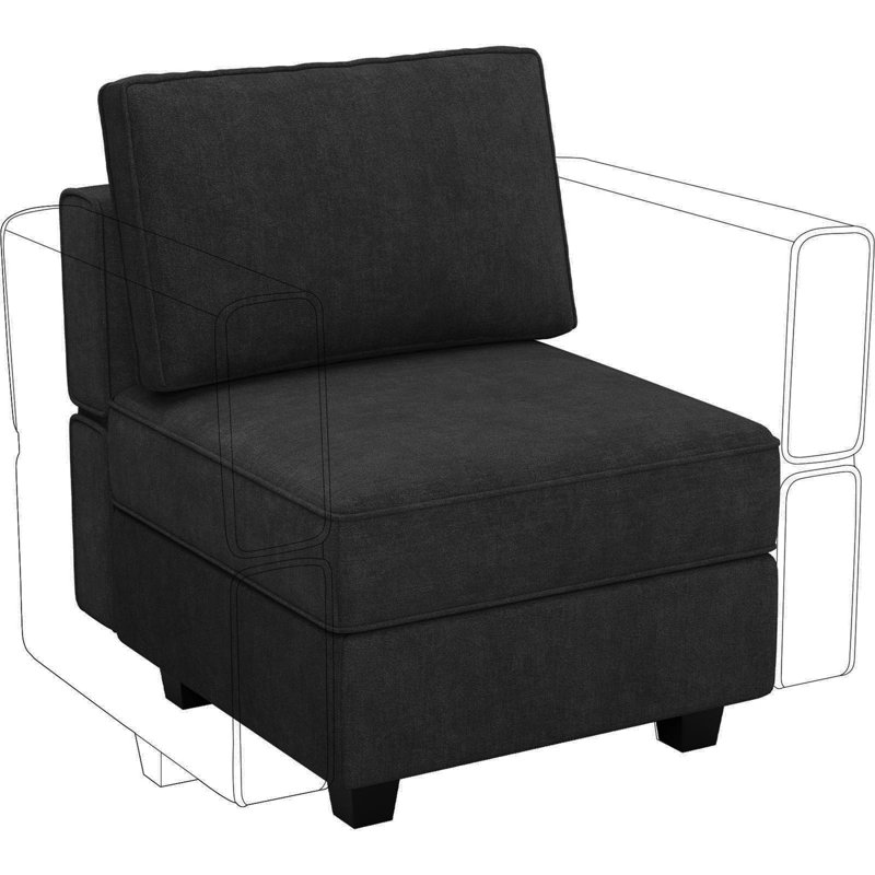 Nakash 26.4'' Wide Upholstered Armless Chair with Pillow Back, Storage Single Chair Module Part For Sectional Sofa