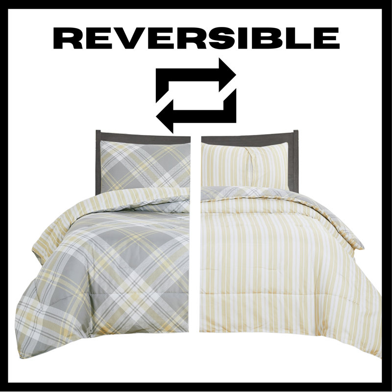 Twin Blue and Gray Reversible Microfiber Comforter Set