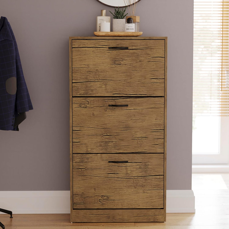9 Pair Shoe Storage Cabinet, Brown
