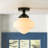 Buckminster 1-Light Vintage Schoolhouse Fluted Glass Semi Flush Mount Ceiling Light with Matte Black Finish-1097266423