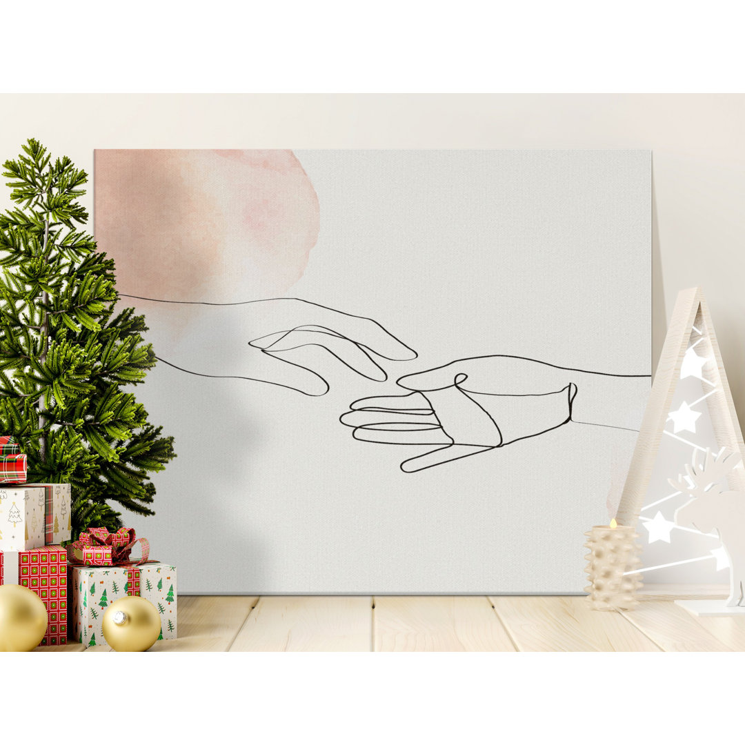 Connecting Hands Canvas Wall Art, Minimalist Line Art, Gallery Wrapped, Ready to Hang, Archival Print, Modern Home Decor, Gift Idea