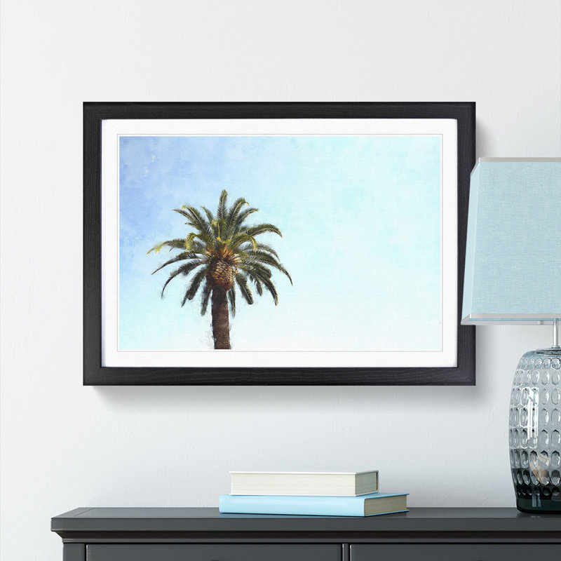 Lone Palm Tree - Picture Frame Graphic Art Print, Black Framed, 24cm H x 33cm W x 2cm D