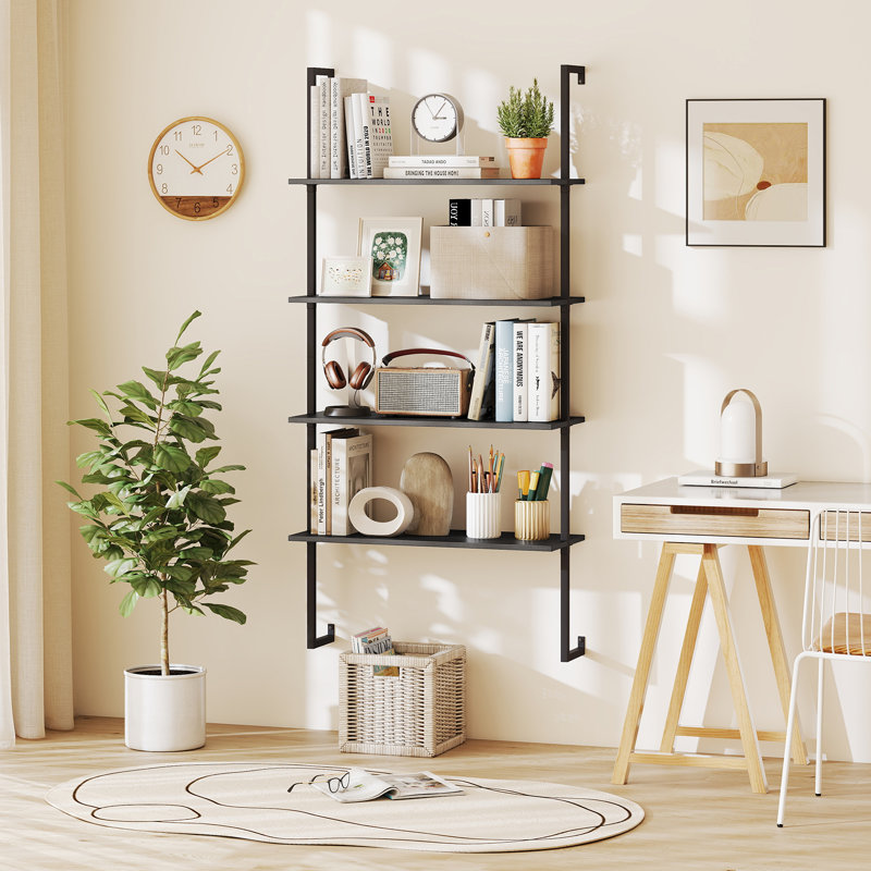 163 cm H x 76 cm W Floating Bookcase, Black