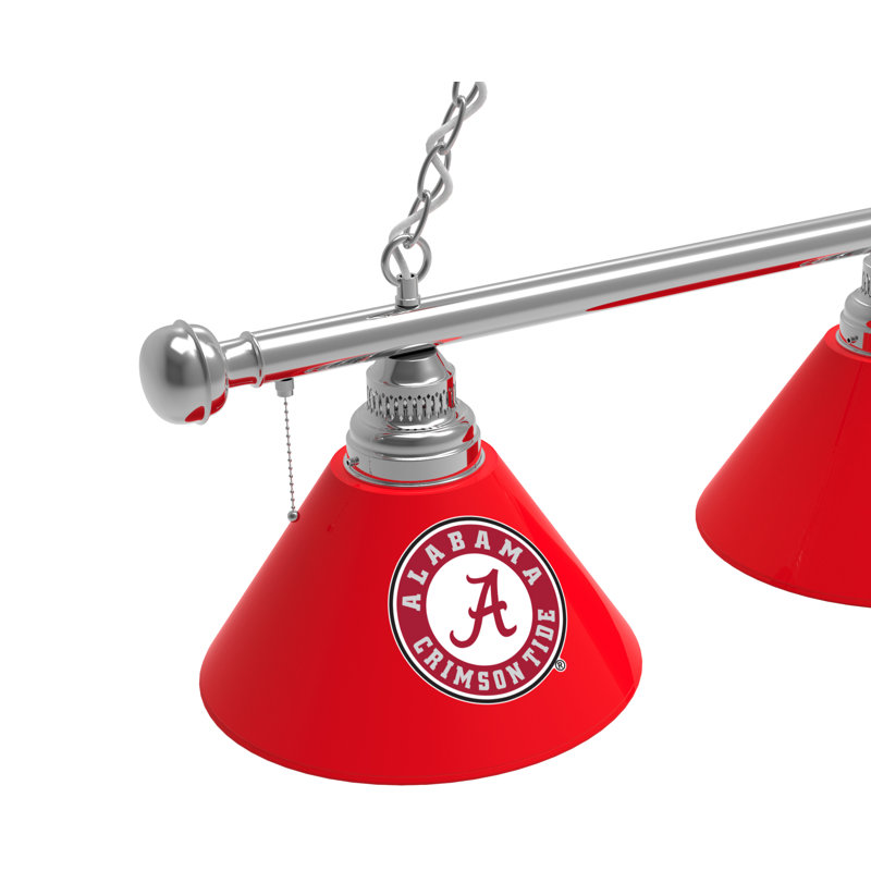 3 - Light Pool Table Lights Pendant, Chrome, Alabama Crimson Tide