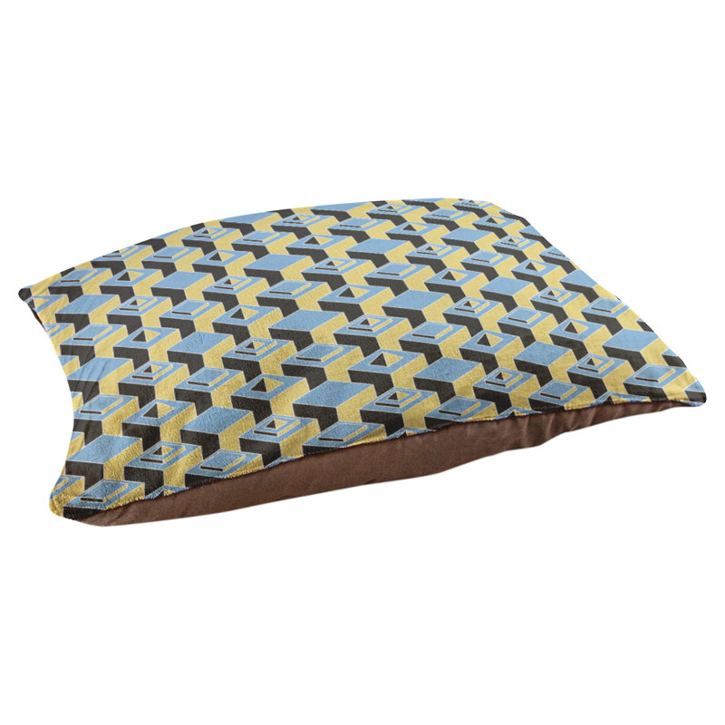 Coussin pour chien intérieur à motif skyscrapers Chen, Moyen (l 40 po x P 6,5 po x H 30 po), Bleu sarcelle/jaune