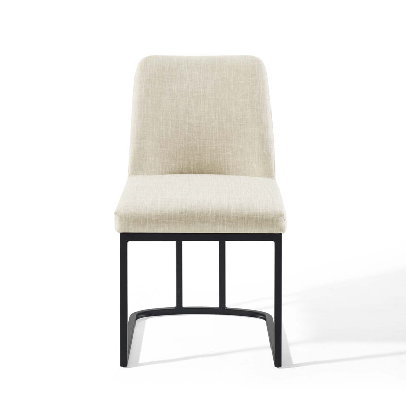 Chaise d'appoint de salle à manger en velours Amplifier Base Performance, Polyester beige, Noir