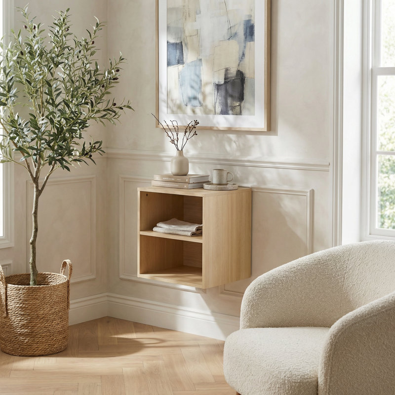 Tablettes de rangement murales compactes avec deux compartiments ouverts pour une organisation et une décoration décoratives polyvalentes
