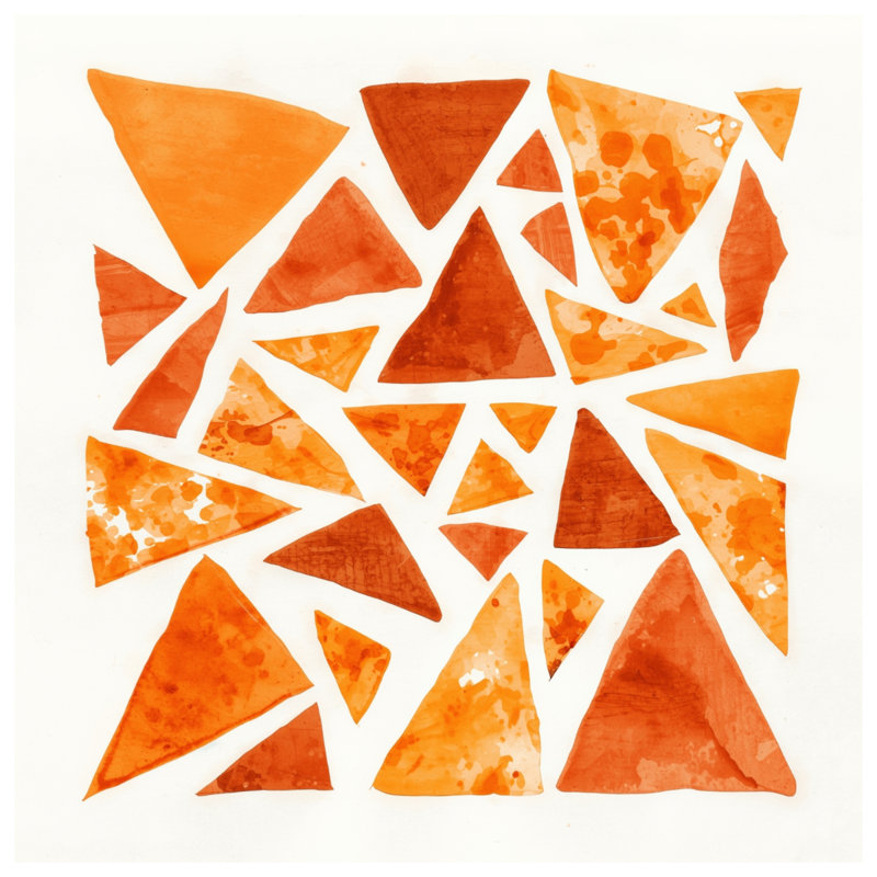 Orange Triangle Shapes Bath Mat, 34in W x 21in L