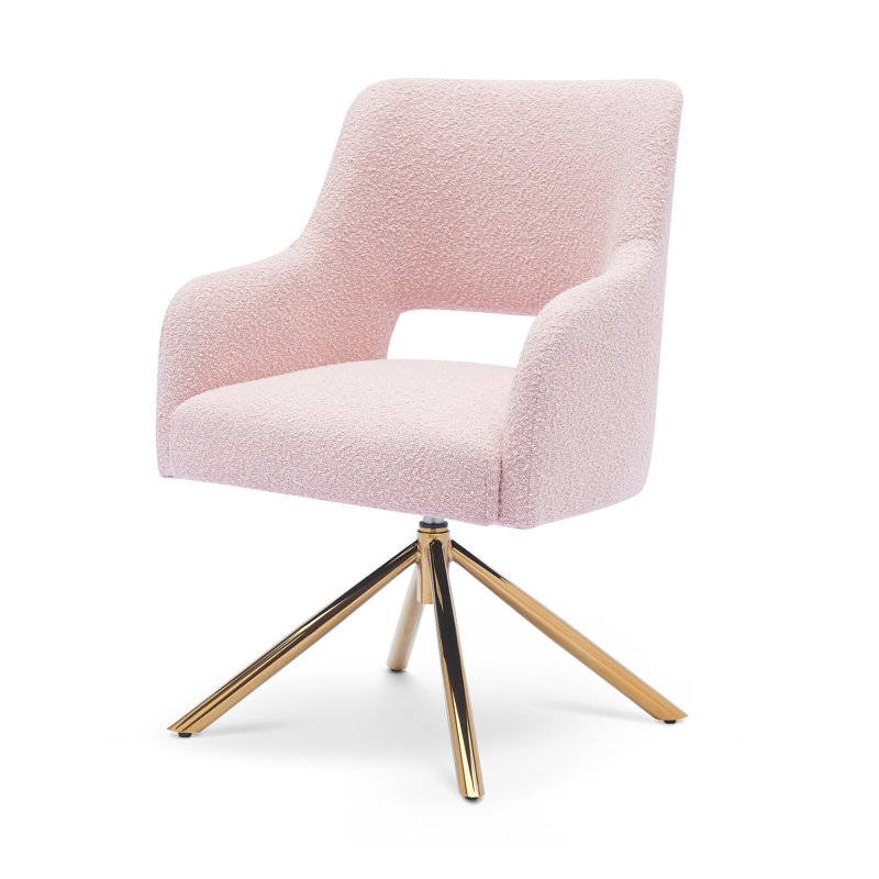 Upholstered Swivel Armchair, Pink Polyester Blend