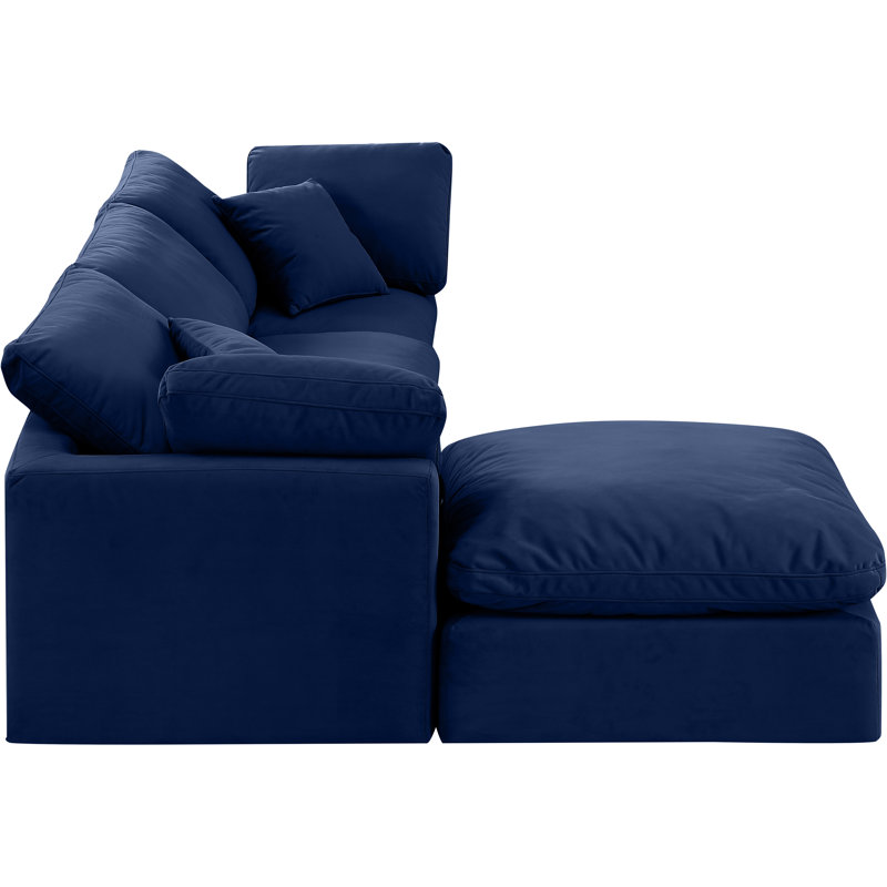 Itala Velvet L-Shaped Sectional Reversible, Navy Velvet