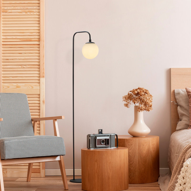 Lampe sur pied arquée 10,61 po Cawe, Crème, Noir