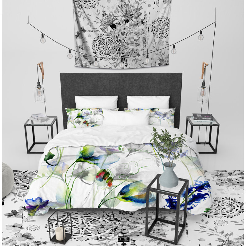 Sweet Flowers Polyester Twill Duvet Cover, Twin Duvet Cover + 1 Pillow Case