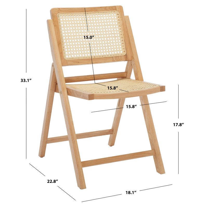 Safavieh Couture Desiree Rattan Patio Folding Chair Set of 2, Natural
