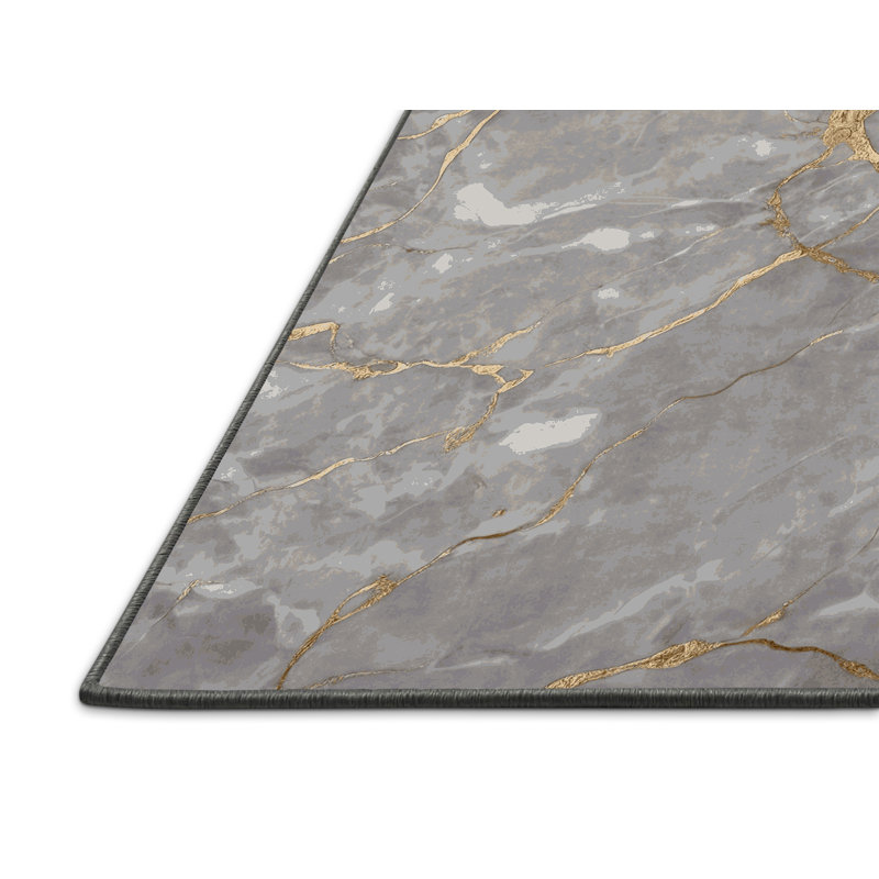 Tapis gris soyeux et moelleux, Rectangle 7 pi x 9 pi