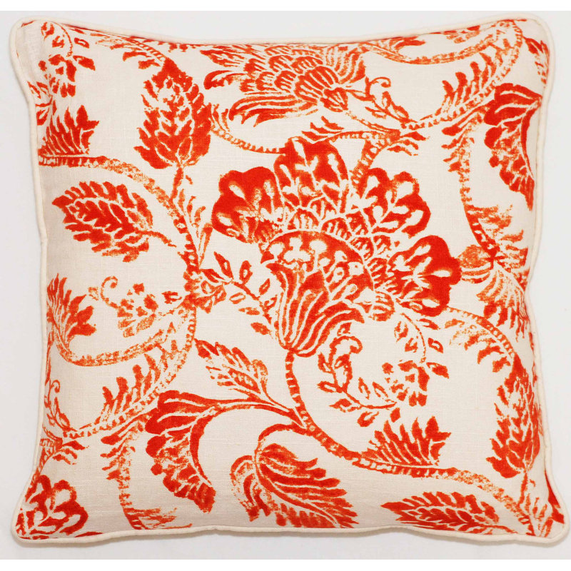 Housse de coussin en lin carrée/insert Bali, Orange vif, H 18 po x l 18 po