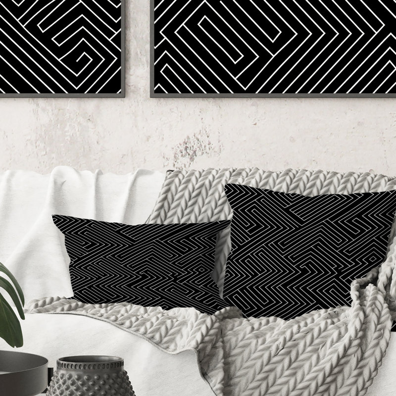Coussin noir Modern Maze I - Modern