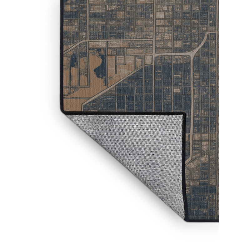 Machine Washable Transportation Black Area Rug, Round 5'