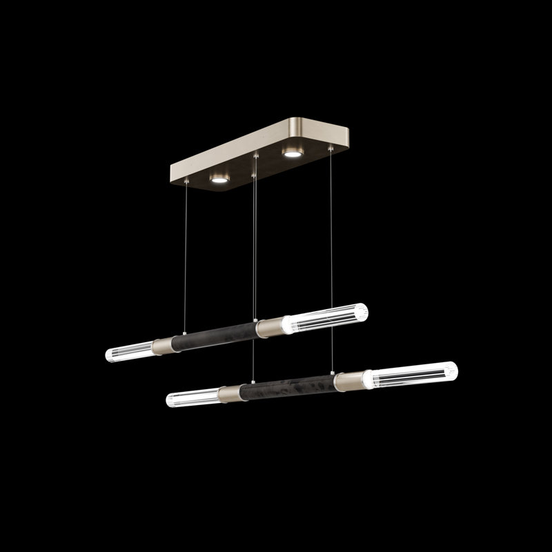 Antonia 71"W Linear Pendant, Nickel/Soft Gold LeafCharcoal