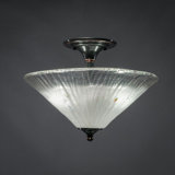 Semi-Flush 2 Bulbs With 16" Crystal Glass