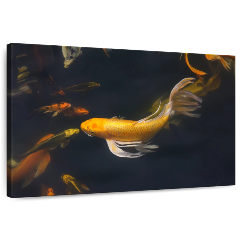 Crowle Lucky Golden Koi, 16" H x 24" W